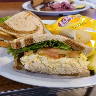 Tuna &amp; egg salad on marble rye.