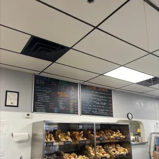 Menu and bagel wall.