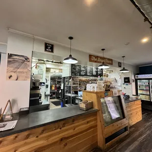 the interior of the bagel place