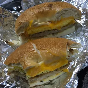 Sausage egg and cheese bagel!