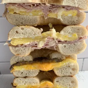 Ham, Swiss,&amp; Egg AND Sausage, Cheddar, &amp; Egg