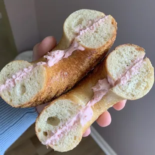 Rosemary Bagel with Strawberry Cream Cheese