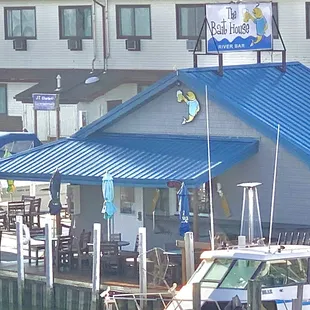 a boat docked at the dock