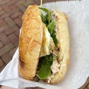 Goody&apos;s goodies on an Asiago bagel