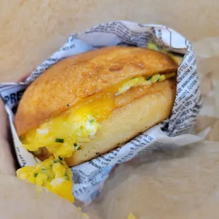 Egg scramble sandwich - lovely seasoning, and a super fresh bun