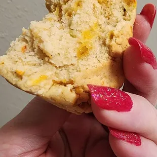 Gluten-free &amp; vegan green chile cheese scone. October 2024
