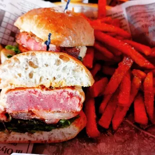 Aha tuna and sweet potato fries