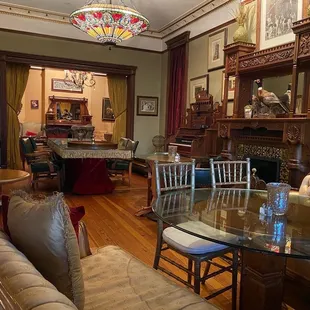the dining room and living room