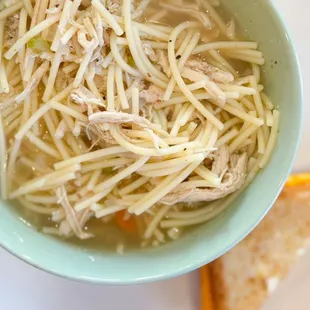 Gluten-free Chicken Noodle Soup and Grilled Cheese