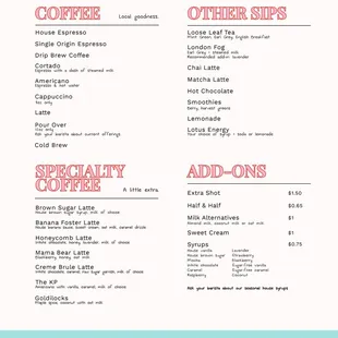 menu