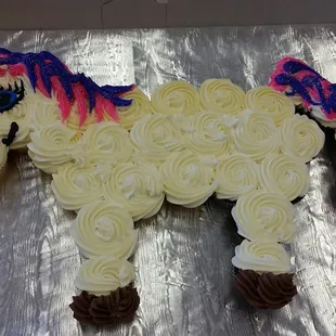 a cupcake shaped like a horse