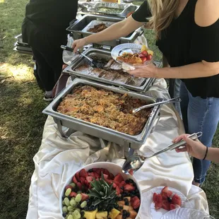 Fruit spread, sausage hash