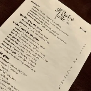 menu