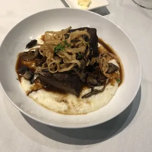 Braised short ribs with goat cheese grits