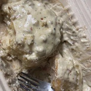 Biscuits and gravy  I had to eat first then take a picture
