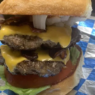 a cheeseburger on a bun