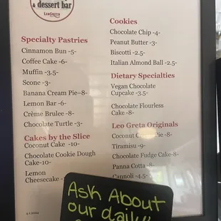 menu
