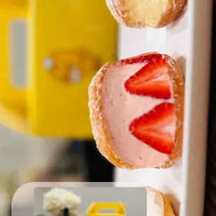 milk, strawberry, and banana donut!