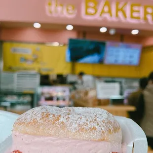 strawberry cream donut