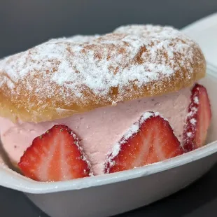 Strawberry cream donut