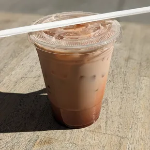 Strawberry iced latte.