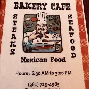 Menu cover