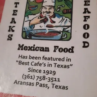 Menu cover