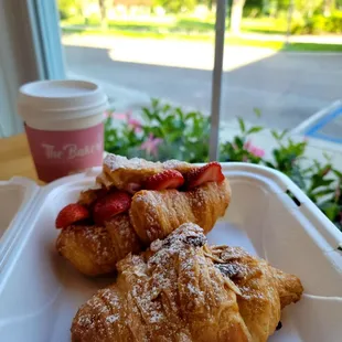 Almond croissant, strawberry croissant and 12oz mocha latte