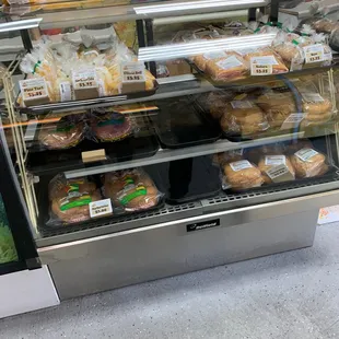 a display case full of donuts