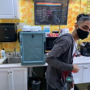 a man wearing a face mask