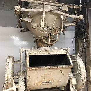 Top of the wheat grain machine on the third floor