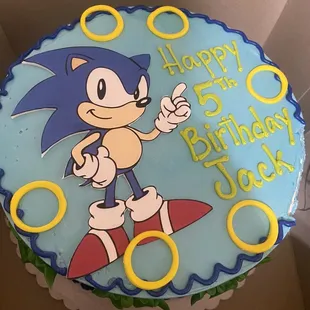 Sonic Birthday Cake! Vanilla with Buttercream Frosting