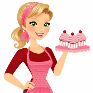 a woman holding a cupcake