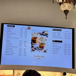 Cafe menu