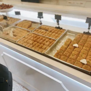 a variety of pastries on display