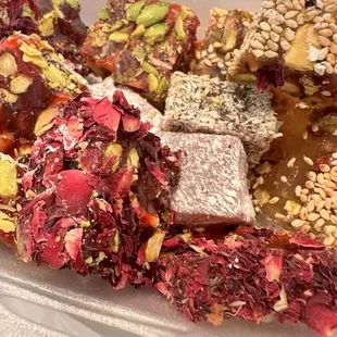 Turkish delight, pomegranate rose sesame pistachio.