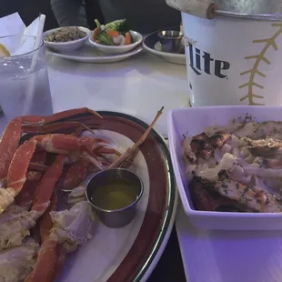 1 Lb. crab legs + chicken fettuccine Alfredo