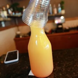 a bottle of orange juice