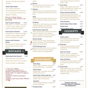 the menu of the restaurant