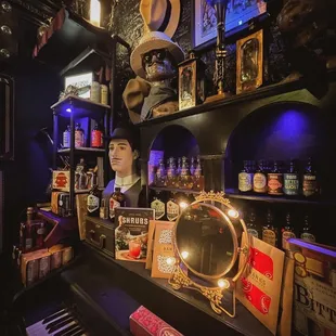 a man's head on a piano