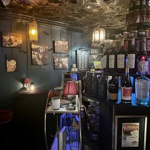 the interior of a bar