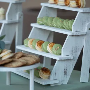 Display of custom macarons to match the theme of the wedding.