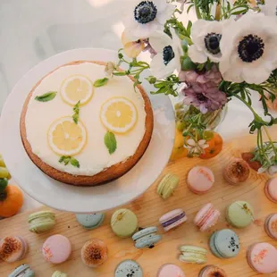 European Summer Soiree themed macarons: Ube brulee, strawberry shortcake, cookies and cream and pistachio