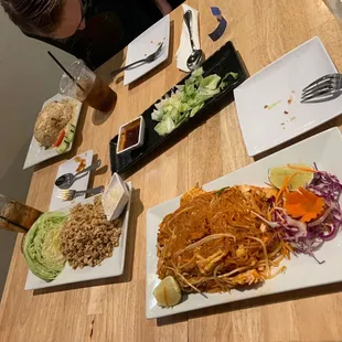 Lettuce wraps, pad Thai, fried rice