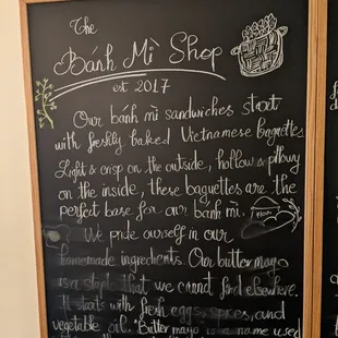 a menu on a blackboard