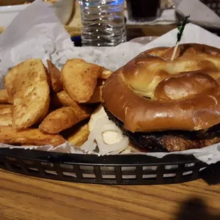Pretzel burger