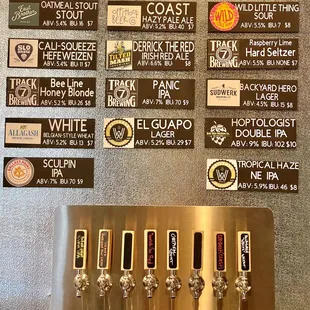 a variety of beer taps