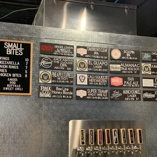 a wall of beer taps
