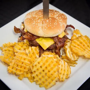 a burger and french fries