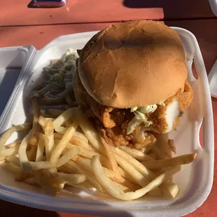 Fish sandwich basket with fries!
